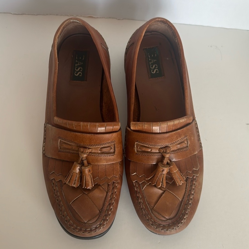 Bass Brown Leather Loafers with Tassels size 12